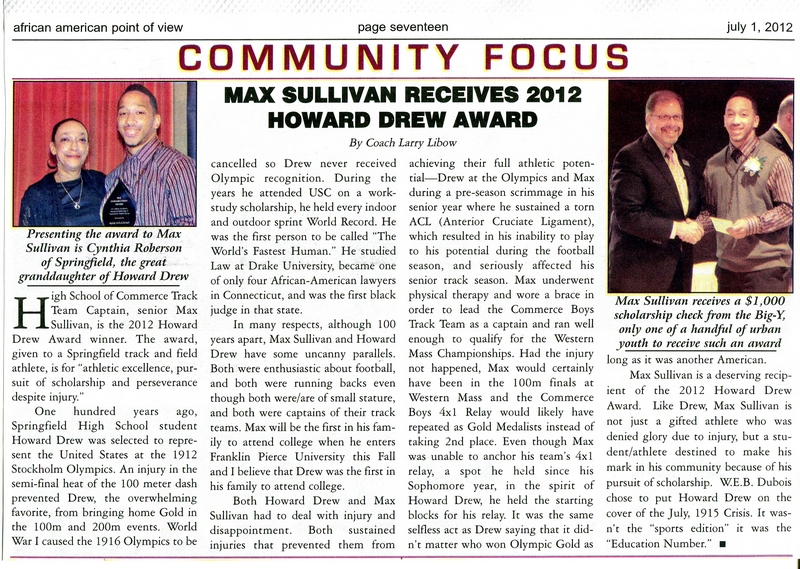 Max Sullivan receives 2012 Howard Drew Award